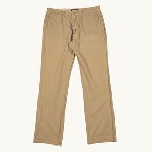 Grayers Clothiers 36x33 Khaki Tan Linen Cotton Blend Bombfell Straight Leg Pants